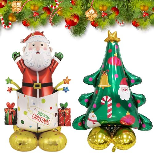 Satiskid Albero di Natale Gonfiabile e Babbo Natale, 1,2 m, 2 Pezzi, Impermeabile, Decorazioni per Interni ed Esterni, Cortile, Patio, Giardino