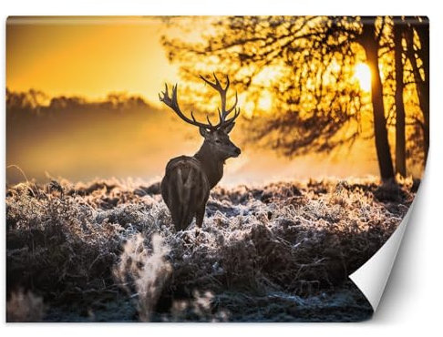 Kunstloft 'Frost Stag' Wallpaper Mixed Media Modern Wall Decor for Living Room, Office, Bedroom 350x245 cm