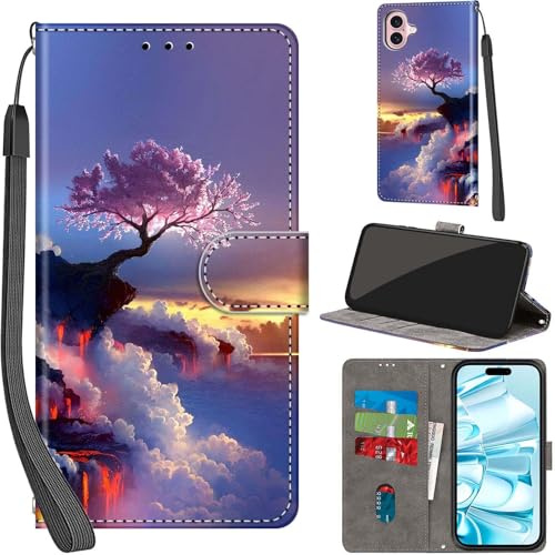 PHINIENLAND Handyhülle für iPhone 16 Hülle Baum | 3 Kartenfächer & 1 Geldfach, Magnetverschluss, Ständerfunktion, robuste premium PU leder klapphülle für iPhone 16