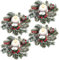 KAHEIGN 4Pcs Weihnachtskerzen Ringe, 20CM Künstlicher Roten Beeren Kränze Weihnachtskerzenringe Verschneiten Tannennadeln Kerzenhalter für Weihnachten Tisch Deko, Tannenzapfen-Kerzenringgirlande