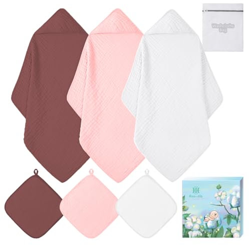 Baby Handtuch Mit Kapuze, Kapuzenhandtuch, Decke Und Badetuch Neugeborene MäDchen & Jungen, Erstausstattung HandtüCher (Weinrot & Rosa & weiß)