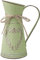 LOSYHU Jarrón de metal vintage para flores, jarra de flores Shabby Chic, jarrón de flores galvanizado verde de granja con asa, jarrón de decoración rústica, jarra de metal para decoración de jardín y
