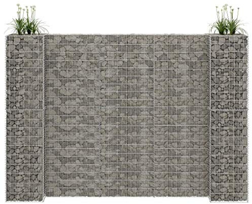 Homgoday H-Shaped Gabion Planter Steel Wire 260 x 40 x 180 cm, Gabion Planter for Flower Plant, Raised Garden Bed for Terrace, Backyard, Lawn, Outdoor