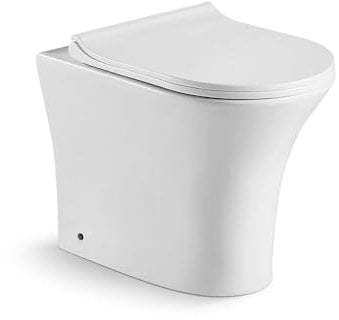 Milano Marbury Modern White Ceramic Back to Wall Toilet WC Pan Soft Close Seat