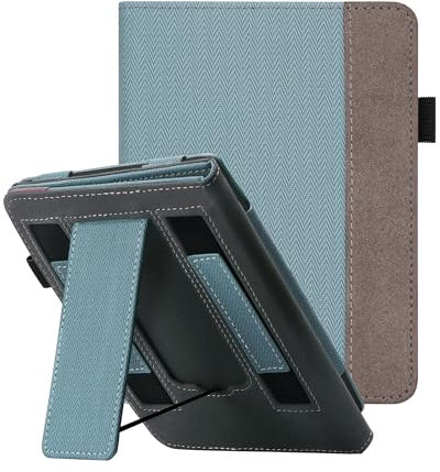 WALNEW Étui avec support pour Kindle Paperwhite 12{^>e<^} génération 2024 et Kindle Colorsoft Signature Edition 7 en similicuir de qualité supérieure avec fonction veille/réveil automatique - Bleu