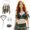 ASFWAGQ Indianer Kopf Accessoires Set Damen Feder Stirnband Boho Hippie Kostüm Set Braun Vintage Zubehör für Frauen Tribal Hippie Mottoparty Karneval Dressup