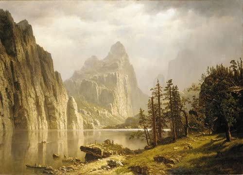 ARToPHIIU Vintage Leinwand Wandkunst Wandbilder Drucke Poster Leinwand Wandkunst Merced river yosemite valley von albert bierstadt Leinwand Druck Malerei für Wohnzimmerdekoration 60x90cm