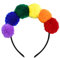 Buntes Bommel-Stirnband, Regenbogen Stirnband, Pompon-Tiara Regenbogen, Karneval Stirnbänder, Haarreif mit mehrfarbigen Pompons, Haarreif für Halloween Fasching Karneval Cosplay Hochzeit Party