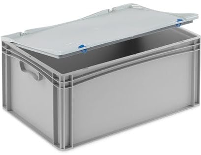 DIE BOX FABRIK Stabile Aufbewahrungsbox mit Deckel stapelbare Plastikbox Kunststoffbox Kiste in 12 Größen für Anwendungen wie Haushalt, Lager, Transport oder Industrie (60x40x28 cm)