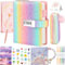 Joollurm Rainbow Diary with Lock for Girls, Lockable Journal Notebook Set with Pencil Case, Bracelet, Book Clips, Back to School Stationery Set, Secret Diary Birthday Gifts for Girls Age 8 9 10 11 12