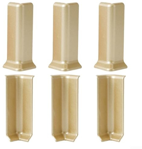 Lot de 6 raccords d'angle pour plinthe - Design robuste - Pour bases murales de 10 cm de hauteur - Champagne doré