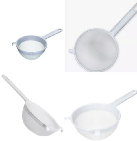Sieves and Strainers Fine Mesh Strainer Plastic Sieve Kitchen Small Washing Beans Noodles Coffee Cooking Baking Floors Rice Tea Strainer Fine Mesh Assorted Color(1 Pack) (White)