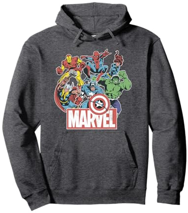 Marvel Avengers Team, Retro-Comic, Vintage-Stil Pullover Hoodie