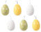 Ostereier zum Aufhängen 6x9cm gesprenkelt 6er Set - Plastikeier mit Aufhänger - Kunststoff Deko Eier für Ostern Frühling - Kunststoffeier Osterdeko Hängedeko Frühlingsdeko bruchfest - Weiß Gelb Grün