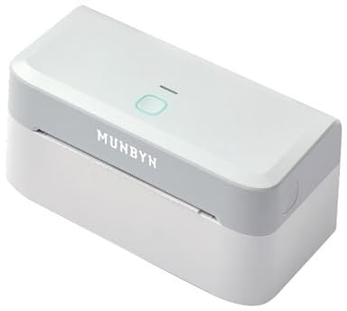 MUNBYN Bluetooth Etikettendrucker DHL, Label Printer 4x6, Labeldrucker Thermodrucker für Shopify, Ebay, Etsy, Amazon, DHL, Evri, DPD,UPS, FedEx, 403B, Weiß