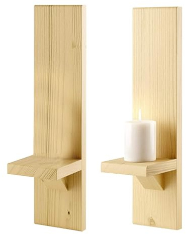 Porta della candela a parete in legno - portacandele per pilastri da parete vintage. 2 muro rustico applice a candele | Portamedri per candele in legno a parete da fattoria per del soggi
