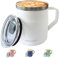 Ins Style 450ml Vacuum Insulated Stainless Steel Travel Mug - 304 Food-Grade Thermal Coffee Cup with Leak-Proof Sliding Lid, Double Wall Insulation for Hot & Cold Drinks (Modern Design) (White)