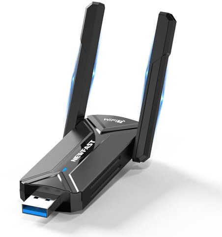 NEWFAST BE6500 Clé WiFi 7 Puissante U373,Tri-Bande 6GHz / 5GHz / 2.4GHz Adaptateur USB WiFi, USB 3.0 Clé WiFi pour PC,WPA3,Dongle WiFi Compatible avec Windows 11/10