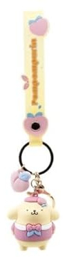 Hello Kitty Peach Series Pompompurin Schlüsselanhänger und Umhängeband, perfektes Zubehör für Taschen, Rucksäcke, Schlüssel, Sammlerzubehör für Fans jeden Alters, Kwaii-Thema