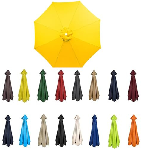 2m-3.5m Replacement Parasol Canopy, Umbrella Replacement Fabric, UPF 50+ Garden Parasol Replacement Canopy, Outdoor Replacement Fabric, 6/8 Rib for Garden Umbrella (Yellow,6ribs:3.0m/9.8ft)