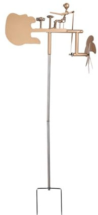 Metal Rock Band Windmill, Garden Decor Figurines with Drummer and Guitar Players, Wind Spinner for Yard and Patio (Drummers)