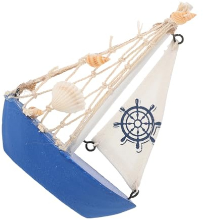 Milisten Mediterranes Holz Segelboot Modell Nautische Deko Miniatur Schiff aus Naturholz für Tisch Wohnzimmer Büro Kreative Handarbeit