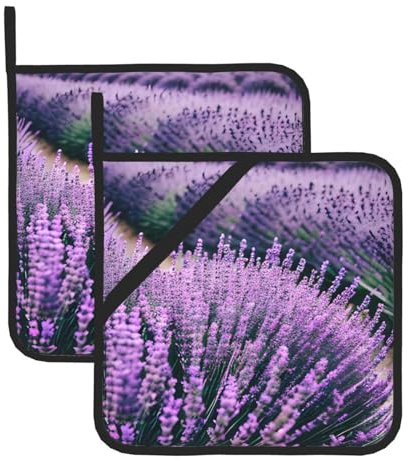 Set di presine resistenti al calore con stampa viola lavanda per pentole da cucina per forno cottura barbecue