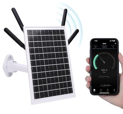 Asixxsix Router Moderno LTE 4G a Energia Solare, Router WiFi Esterno Impermeabile da 300 Mbps WiFi 6 Extender con Slot per Schede SIM, Costruito in 18000 Batteria, Antenne Staccabili (Antenne