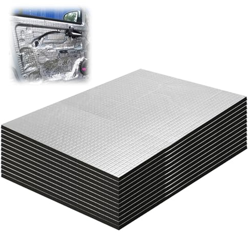 400 x 250 x 5 mmTapis D'Isolation Acoustique Tapis de 12 Pièces Voiture Isolant Autocollant Tapis Insonorisant pour Voiture Tapis D'isolation Phonique D'isolation Phonique
