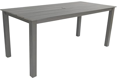 HIPS Outdoor Dining Table with Umbrella Hole, Rectangular Patio Table, Weather Resistant Dining Table for Backyard, Garden, Poolside (Carbon Grey)