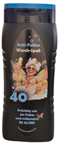 AnyCakes Anti-Falten Wasch-Spaß Duschgel zum Geburtstag Party Witziges Geschenk Gag Artikel Geschenkidee Geburtstagsgeschenk Spaß Geschenk für Freunde 300 ml (40 zigster Geburtstag Mann)