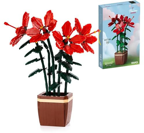 Azalea Building Sets, 926 PCS Artificial Flowers Plant Building Blocks Kits, Botanical Collection Potted Floral Bricks Model Toys, Simulation Plant for Home Decor, Gifts for Girls and Ladies