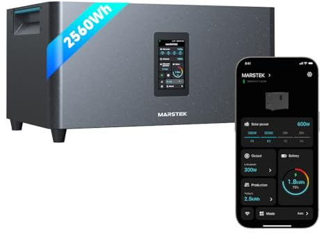 Marstek Jupiter C Plus Balkonkraftwerk mit Speicher/Wechselrichter: 0% MwSt, 2,56kWh LFP Speicher für Balkonkraftwerk, 4 MPPT 2400W PV-Eingang, App-Steuerung, Plug&Play, 6000 Zyklen