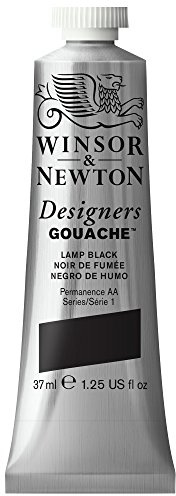 Winsor & Newton Designers Gouache Tube, 37 ml - Lamp Black