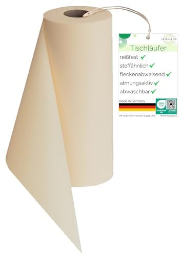 Sensalux Tischläufer, Tischband, stoffähnliches Vlies, Standard 100 by Oeko-TEX® - Klasse I Zertifiziert, 50cm x 25m, Creme