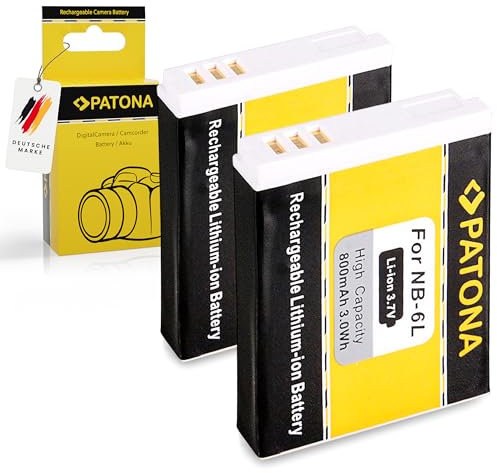 PATONA 2X NB-6L Akku 800mAh Ersatzakku kompatibel mit Canon Digital Ixus 85 95 105 200 is 300 310 HS PowerShot D10 D20 S90 S95 S120 SX240 SX260 SX530 SX540 SX610 SX700 SX710 ELPH 500 HS NB6L NB 6L