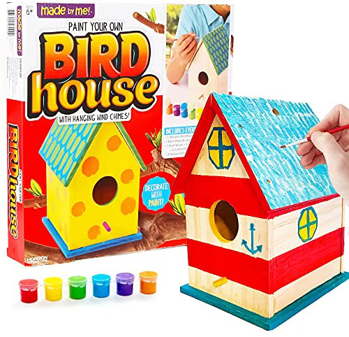 Made By Me Build & Paint Your Own Wooden Bird House, DIY Birdhouse Making Kit For Ages 5, 6, 7, 8, 9, Arts & Crafts Painting Kit For Kids, Great Spring & Summer Craft Activity, Fun Birthday Party Idea