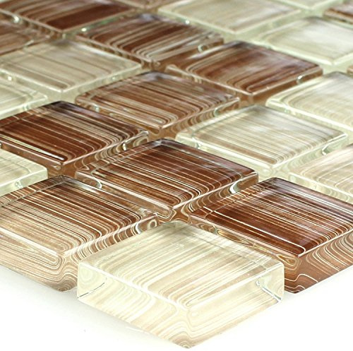 Glasmosaik Fliesen Lafayette Braun Beige Gestreift Bad Design Badezimmer 8mm