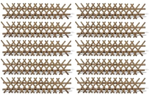 10er Set Jägerzaun Gartenzaun Set | Zaunfelder im Maß 250x100 cm (Breite x Höhe) + 20 x Querriegel 7x250 cm | aus braun druckimprägniertem Kiefer/Fichte Holz | Scherenzaun | Vorgarten-Zaun | Holz-Zaun