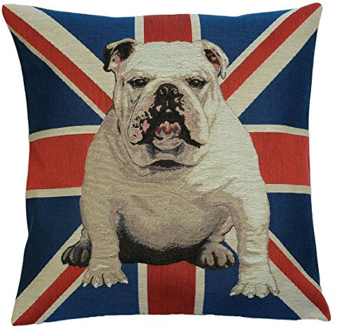 BelgianTapestries Kissenhülle, Zierkissenhülle 45 X 45 cm Bulldog and Union Jack, Gobelin Cushion