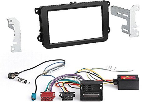 2 DIN Radioeinbauset Blende Radioanschlusskabel Antennenadapter Komplettset für Seat Leon 1P 1PN Facelift 03/2009-10/2012 schwarz incl Canbus