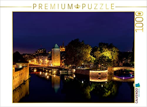 CALVENDO Puzzle La Petite France zur Blauen Stunde | 1000 Teile Lege-Größe 64 x 48 cm Foto-Puzzle für glückliche Stunden