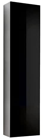 MB Muebles Bonitos, Armoire Mural Nora V4 pour Salon ou Salle à Manger Moderne, Meuble Modulaire, Porte en PVC Haut Brillant, Structure en Mélamine Mate, Couleur Blanc et Noir, 40x170x29 cm