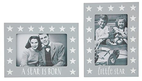 2 Pack Nordic Star Photo Frames Grey Family Children Gift Cute Stars Nursery
