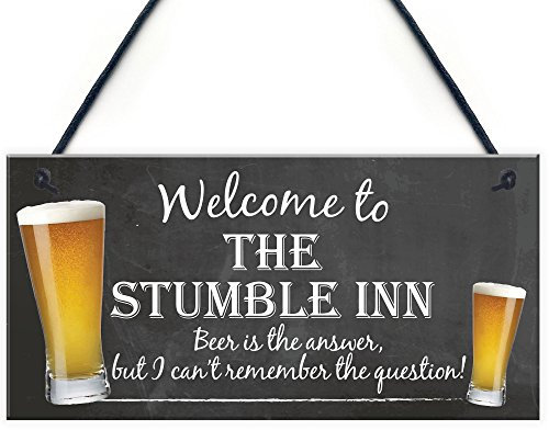 Red Ocean Welcome To The Stumble Inn Novelty Hanging Plaque Pub Bar Gift Funny Landlord Sign