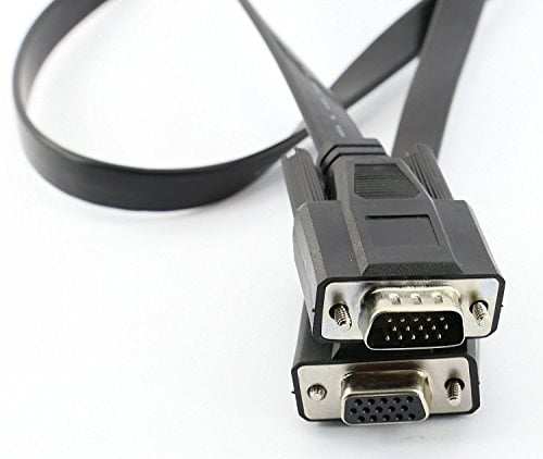 rhinocables Flat SVGA/VGA EXTENSION Cable Thin Low Profile Lead 15pin Computer Monitor Display Male to Female Connections Various Lengths (1m)