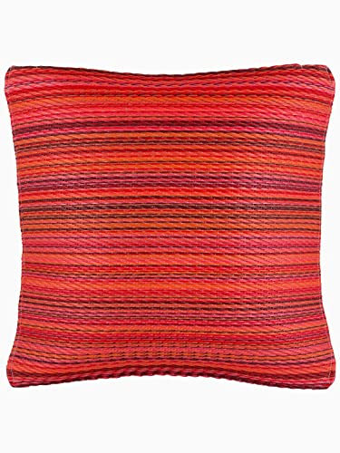 FAB HAB Outdoor-Kissen aus recyceltem Premium-Kunststoff – Kopfkissen, Wurfkissen – wasserfest, farbecht – Gestreift - Terrasse, Wohnzimmer, Balkon, Veranda – Cancun - Sonnenuntergang (51 x 51)