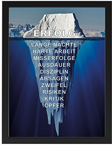 PICSonPAPER Motivations-Poster 30 cm x 40 cm, Eisberg des Erfolgs mit schwarzem Bilderrahmen, Poster mit Rahmen (30 cm x 40 cm)