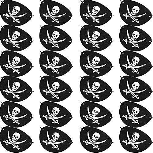 Blulu 24 Packung Schwarz Piraten Augenklappen EIN Augen Schädel Karibik Kapitän Augen Maske für Halloween Party Weihnachten und Kinder Party Gefallen (Felt/Filz)