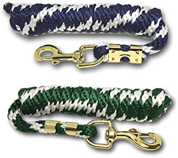 Pferdelinis Führstrick für Pferd - Anbindestrick in verschiedenen stylischen Designs, Führleine, Anbindeseil Pony, Esel, Ziege (1x Grün + 1 Blau)
